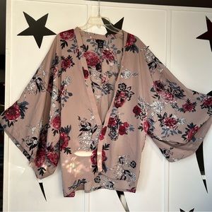 Y2K Wet Seal Light Purple & Floral Open Kimono